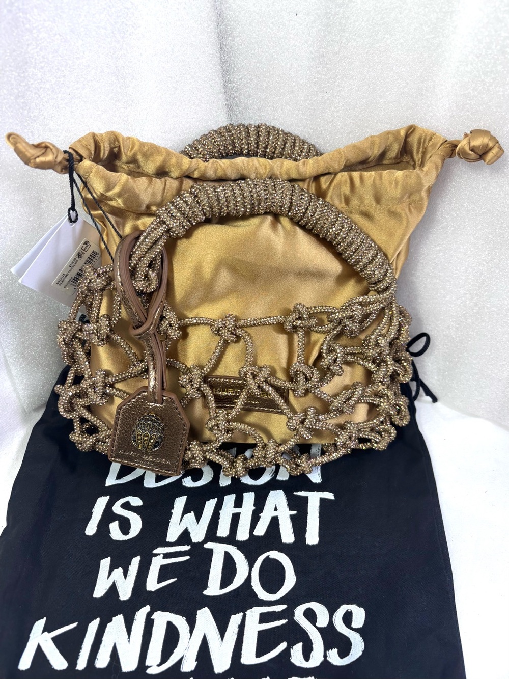 Kurt Geiger London Sm Embellished Macrame Tote. Rust/ Copper.